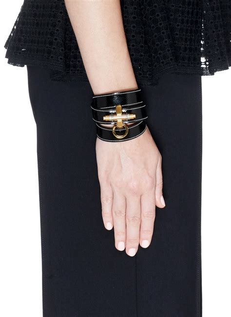 givenchy leather obsedia bracelet|Givenchy Leather Wrap Bracelet with Pearly Obsedia, Black.